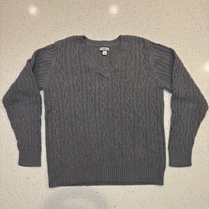 Croft & Barrow Womens Charcoal V-Neck Sweater thick cable knit